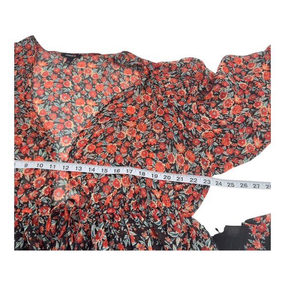 Torrid Womens Lurex Chiffon Floral Sheer Tie Front Maxi Kimono SZ 2 Long Sleeve - Picture 7 of 16